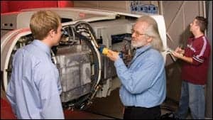 Left to right, Marty Brunworth, biomedical engineering intern; Paul Sherman; and John A. Waldmann, biomedical engineering technician.